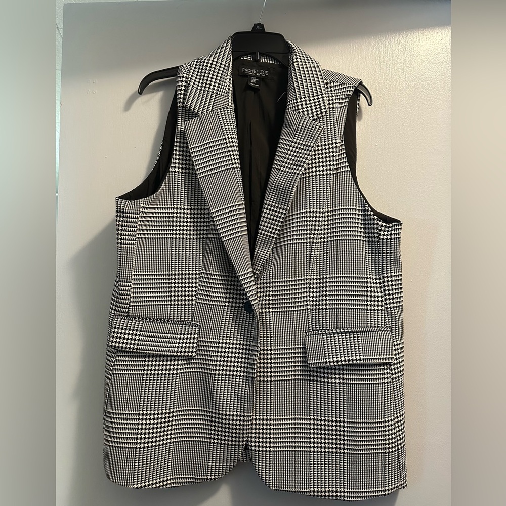 Rachel Zoe Black and White Vest with Notched Lapels